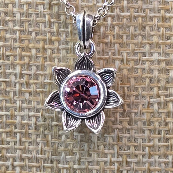 Brighton Jewelry - NWT Brighton Necklace Everbloom Sunflower Silvertone Pink Rhinestone November
